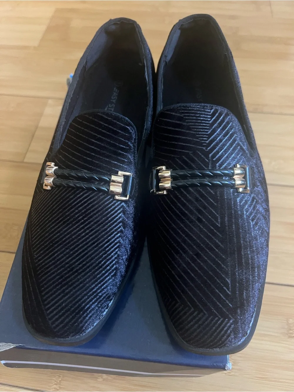 Easy Strider Boys Velvet Loafers Size 6 Black Tuxedo Dress Shoes Formal 8060-BK